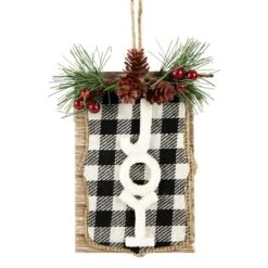 Northlight 4.75-in Black And White Buffalo Plaid 'Joy' Christmas Ornament