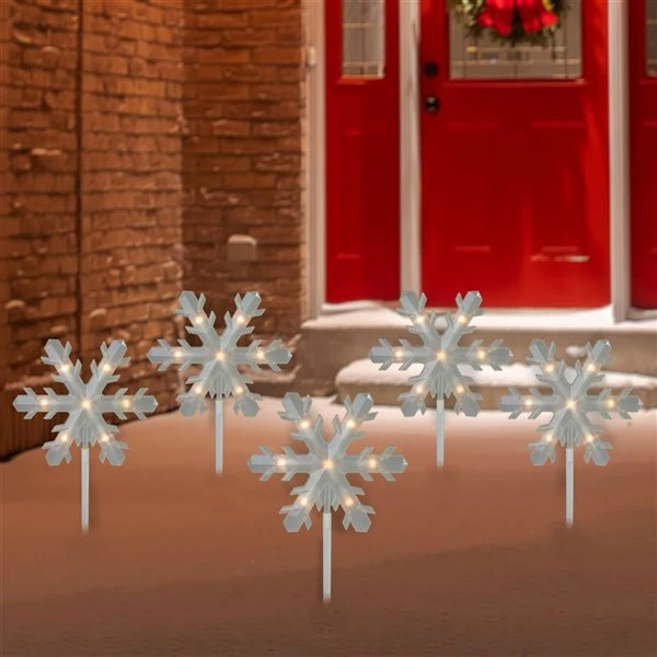 Northlights 5-Light Snowflake Christmas Pathway Marker Lawn Stakes 8-ft 3 Northlights 5-Light Snowflake Christmas Pathway Marker Lawn Stakes 8-ft