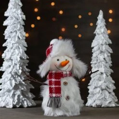 Northlight 10.25-in Plush White And Red Snowman Tabletop Christmas Decoration -Northlight Paradise 331054637 AlternateImage1 l