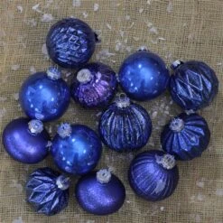 Northlight 3.75-in Royal Blue Multi Finish With Various Shaped Christmas Ornaments - 12-Piece