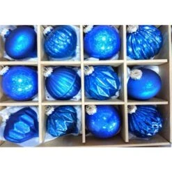 Northlight 3.75-in Royal Blue Multi Finish With Various Shaped Christmas Ornaments - 12-Piece -Northlight Paradise 331054638 AlternateImage2 l
