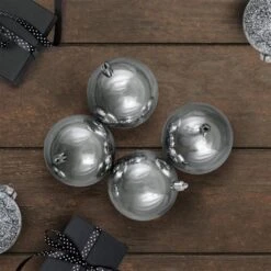 Northlight 4-in Pewter Grey Shatterproof Shiny Christmas Ball Ornaments 12-Piece