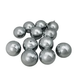 Northlight 4-in Pewter Grey Shatterproof Shiny Christmas Ball Ornaments 12-Piece -Northlight Paradise 331054646 MainImage 001 l