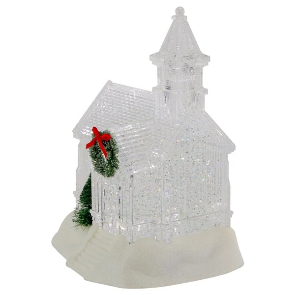 Northlight 9-in LED Lighted Icy Crystal Glitter Snow Globe Christmas House 4 Northlight 9-in LED Lighted Icy Crystal Glitter Snow Globe Christmas House - Image 2