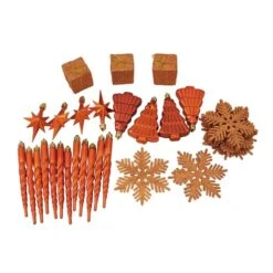 Northlight Burnt Orange Shatterproof 4-Finish Christmas Ornaments 1.5-in 125/pk