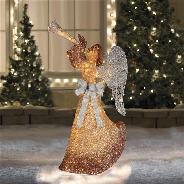 Northlight 63-in Gold LED Angel With Trumpet Outdoor Christmas Decoration 6 Northlight 63-in Gold LED Angel With Trumpet Outdoor Christmas Decoration - Image 4