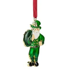 Northlight 3.5-in Green And Brass-Plated Irish Santa Claus Christmas Ornament