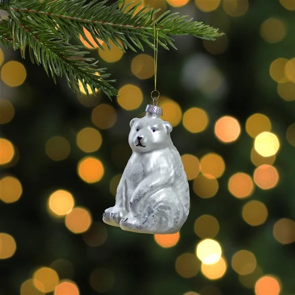 Northlight 3.75-in White Glitter Polar Bear Glass Christmas Ornament 7 Northlight 3.75-in White Glitter Polar Bear Glass Christmas Ornament - Image 5