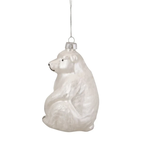 Northlight 3.75-in White Glitter Polar Bear Glass Christmas Ornament 4 Northlight 3.75-in White Glitter Polar Bear Glass Christmas Ornament - Image 2