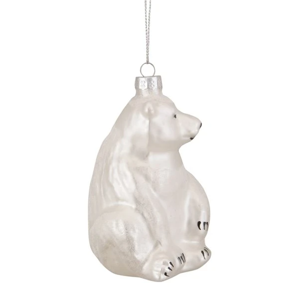 Northlight 3.75-in White Glitter Polar Bear Glass Christmas Ornament 6 Northlight 3.75-in White Glitter Polar Bear Glass Christmas Ornament - Image 4