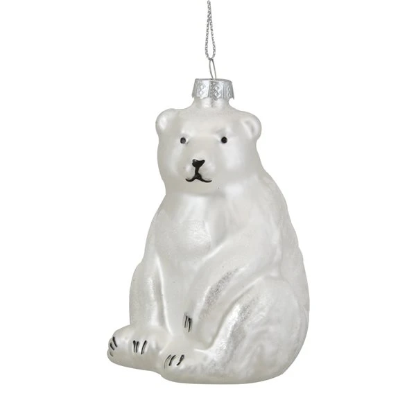 Northlight 3.75-in White Glitter Polar Bear Glass Christmas Ornament 5 Northlight 3.75-in White Glitter Polar Bear Glass Christmas Ornament - Image 3