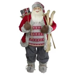 Northlight 4-ft Standing Santa Christmas Figure With Skis And Fur Boots