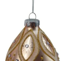 Northlight 5.5-in Rose Gold Retro Ombre Glass Christmas Drop Ornament