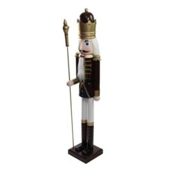 Northlight 48-in Brown And White Wooden Christmas Nutcracker King With Scepter -Northlight Paradise 331054703 AlternateImage4 l