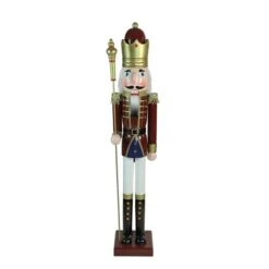 Northlight 48-in Brown And White Wooden Christmas Nutcracker King With Scepter -Northlight Paradise 331054703 MainImage 001 l