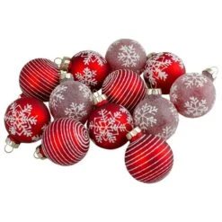 Northlight 1.75-in Red Glass Christmas Ornaments - Set Of 12