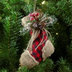 Northlight 5.75-in Red Plaid And Burlap Christmas Stocking Ornament -Northlight Paradise 331054707 AlternateImage1 l