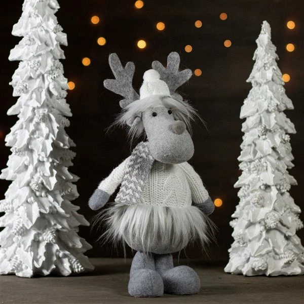 Northlight 12.5-in Grey And White Standing Moose Tabletop Christmas Decoration 4 Northlight 12.5-in Grey And White Standing Moose Tabletop Christmas Decoration - Image 2