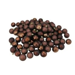 Northlight 96-Piece Mocha Brown Shatterproof 4-Finish Christmas Ball Ornaments