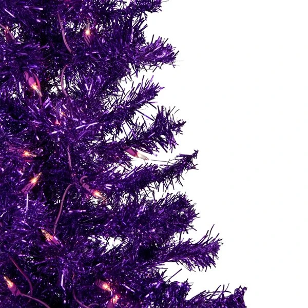Northlight 6-ft Pre-Lit Purple Artificial Tinsel Christmas Tree Clear Lights 6 Northlight 6-ft Pre-Lit Purple Artificial Tinsel Christmas Tree Clear Lights - Image 4