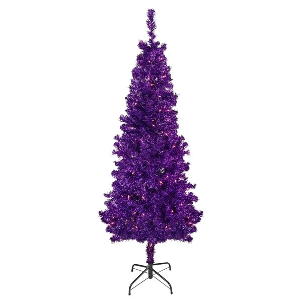 Northlight 6-ft Pre-Lit Purple Artificial Tinsel Christmas Tree Clear Lights 4 Northlight 6-ft Pre-Lit Purple Artificial Tinsel Christmas Tree Clear Lights - Image 2