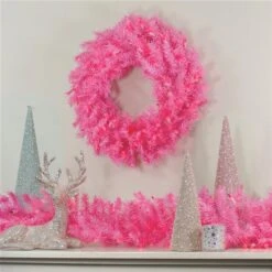 Northlight 36-in Pre-Lit Pink Spruce Artificial Christmas Wreath - Pink Lights 9 Northlight 36-in Pre-Lit Pink Spruce Artificial Christmas Wreath - Pink Lights -Northlight Paradise 331054729 AlternateImage1 l