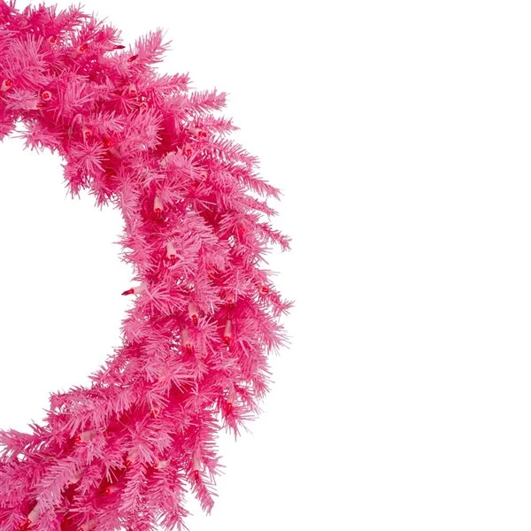 Northlight 36-in Pre-Lit Pink Spruce Artificial Christmas Wreath - Pink Lights 5 Northlight 36-in Pre-Lit Pink Spruce Artificial Christmas Wreath - Pink Lights - Image 3
