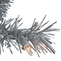 Northlight 24-in Silver Tinsel Artificial Christmas Wreath - Clear Lights 8 Northlight 24-in Silver Tinsel Artificial Christmas Wreath - Clear Lights -Northlight Paradise 331054730 AlternateImage3 l