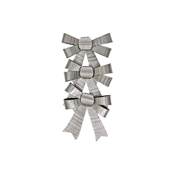 IH Casa Decor Silver Shiny Triple Christmas Bow - Set Of 6 3 IH Casa Decor Silver Shiny Triple Christmas Bow - Set Of 6