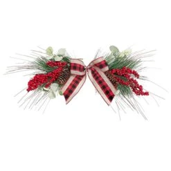 IH Casa Decor Berry Eucalyptus With Bow Christmas Decor - Set Of 3
