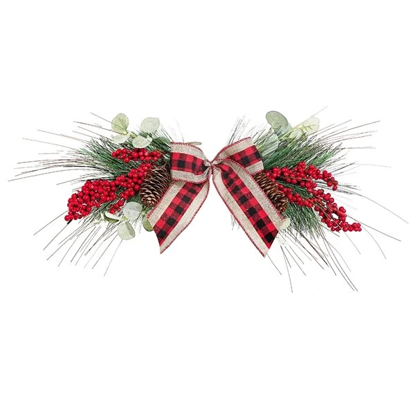 IH Casa Decor Berry Eucalyptus With Bow Christmas Decor - Set Of 3 3 IH Casa Decor Berry Eucalyptus With Bow Christmas Decor - Set Of 3