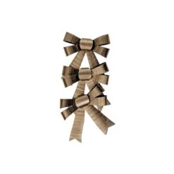 IH Casa Decor Gold Shiny Triple Christmas Bow - Set Of 6