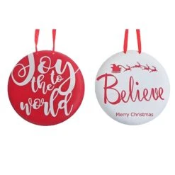 IH Casa Decor Assorted Round Metal Christmas Wall Signs - Set Of 2