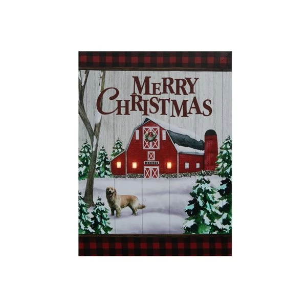 IH Casa Decor 12-in X 16-in LED Happy Dog At Barn Christmas Canvas Wall Art 3 IH Casa Decor 12-in X 16-in LED Happy Dog At Barn Christmas Canvas Wall Art