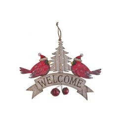 IH Casa Decor "Welcome" Double Cardinal Christmas Wall Sign