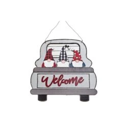 IH Casa Decor "Welcome" Truck With Gnomes MDF Christmas Wall Sign