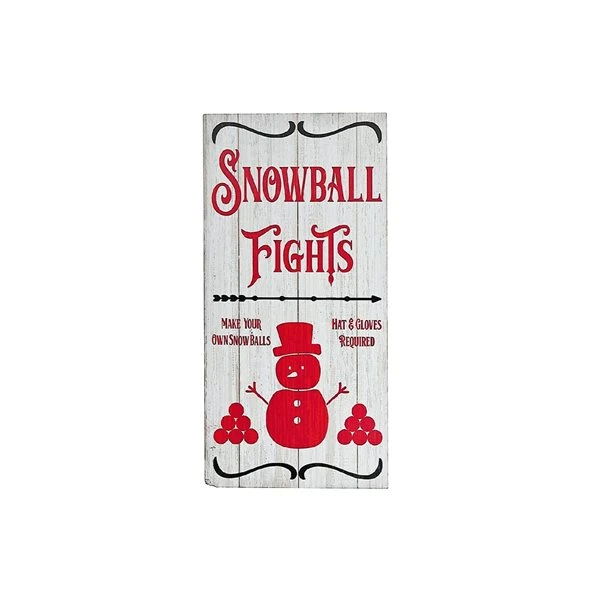 IH Casa Decor Assorted "Snowball Fights" MDF Christmas Wall Signs - Set Of 2 5 IH Casa Decor Assorted "Snowball Fights" MDF Christmas Wall Signs - Set Of 2 - Image 3