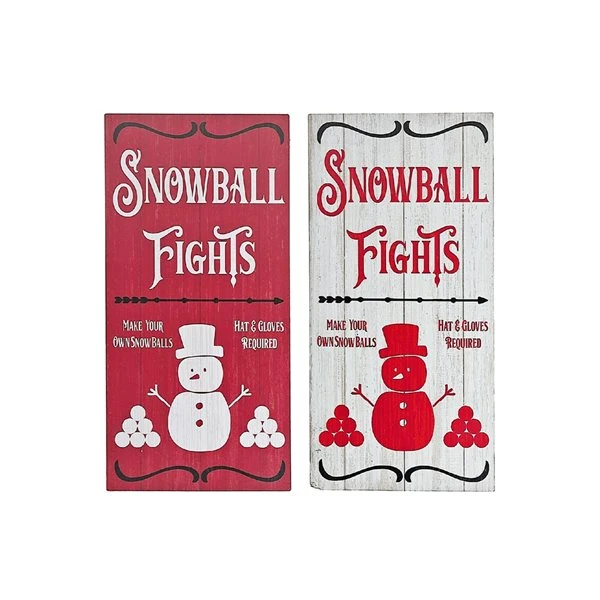 IH Casa Decor Assorted "Snowball Fights" MDF Christmas Wall Signs - Set Of 2 4 IH Casa Decor Assorted "Snowball Fights" MDF Christmas Wall Signs - Set Of 2 - Image 2