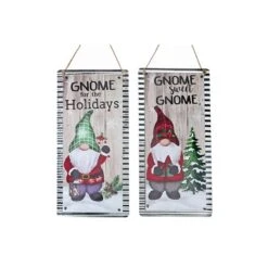 IH Casa Decor Assorted Gnome Wooden Christmas Wall Signs - Set Of 2