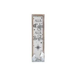 IH Casa Decor "All Is Calm All Is Bright" Framed Wood And Metal Christmas Wall Sign