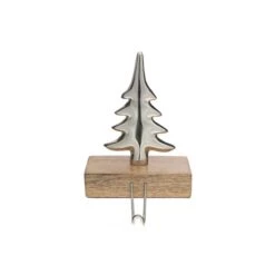 IH Casa Decor Metal Christmas Tree Stocking Hanger With Mango Wood Base