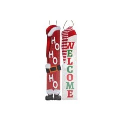 IH Casa Decor Assorted "Welcome/Hohoho" Wooden Christmas Wall Signs - Set Of 2