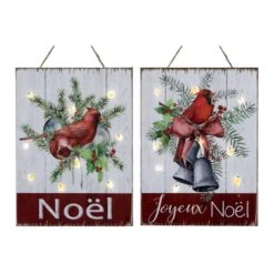 IH Casa Decor Assorted "Joyeux Noël" Cardinal MDF Christmas Wall Signs - Set Of 2