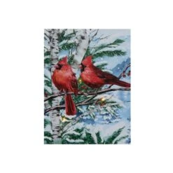 IH Casa Decor 12-in X 16-in LED Two Cardinals Christmas Canvas Wall Art