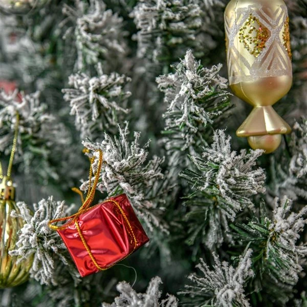 HomCom 6-ft Leg Base Pencil Pine Flocked Green Artificial Christmas Tree 4 HomCom 6-ft Leg Base Pencil Pine Flocked Green Artificial Christmas Tree - Image 2