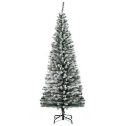 HomCom 6-ft Leg Base Pencil Pine Flocked Green Artificial Christmas Tree 9 HomCom 6-ft Leg Base Pencil Pine Flocked Green Artificial Christmas Tree -Northlight Paradise 331058265 MainImage 001 l