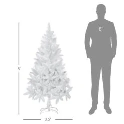 HomCom 5-ft Leg Base Pine Full White Artificial Christmas Tree -Northlight Paradise 331058271 AlternateImage2 l