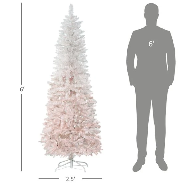 HomCom 6-ft Leg Base Pencil Pine White Artificial Christmas Tree 6 HomCom 6-ft Leg Base Pencil Pine White Artificial Christmas Tree - Image 4