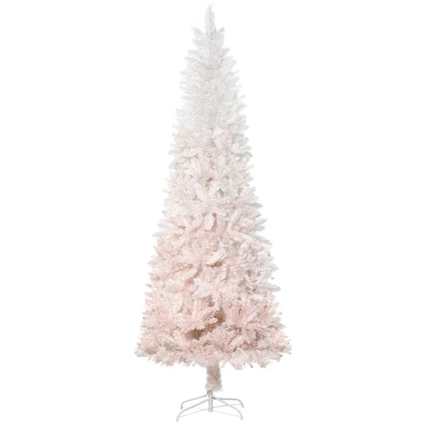 HomCom 6-ft Leg Base Pencil Pine White Artificial Christmas Tree 4 HomCom 6-ft Leg Base Pencil Pine White Artificial Christmas Tree - Image 2