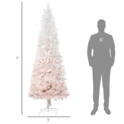 HomCom 7-ft Leg Base Pine Slim White Artificial Christmas Tree -Northlight Paradise 331058289 AlternateImage2 l